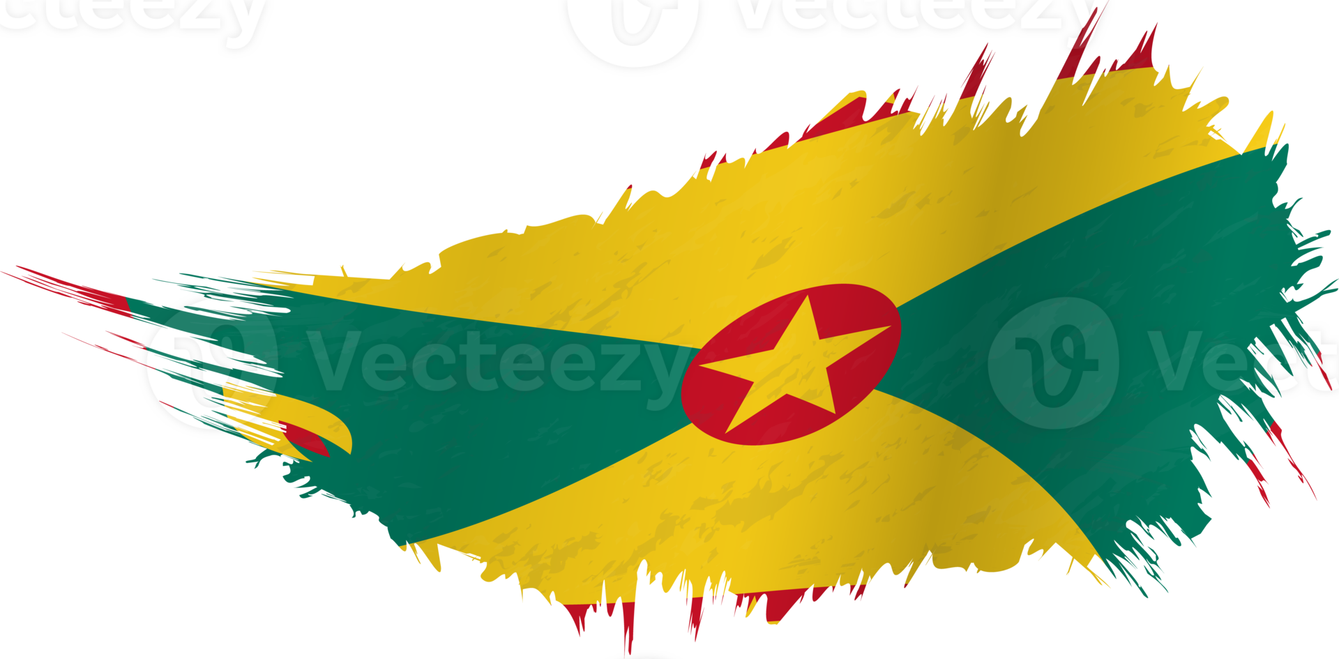 Flag of Grenada in grunge style with waving effect. png