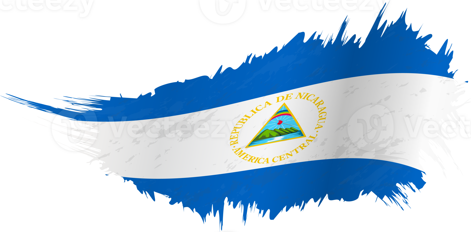 Flag of Nicaragua in grunge style with waving effect. png
