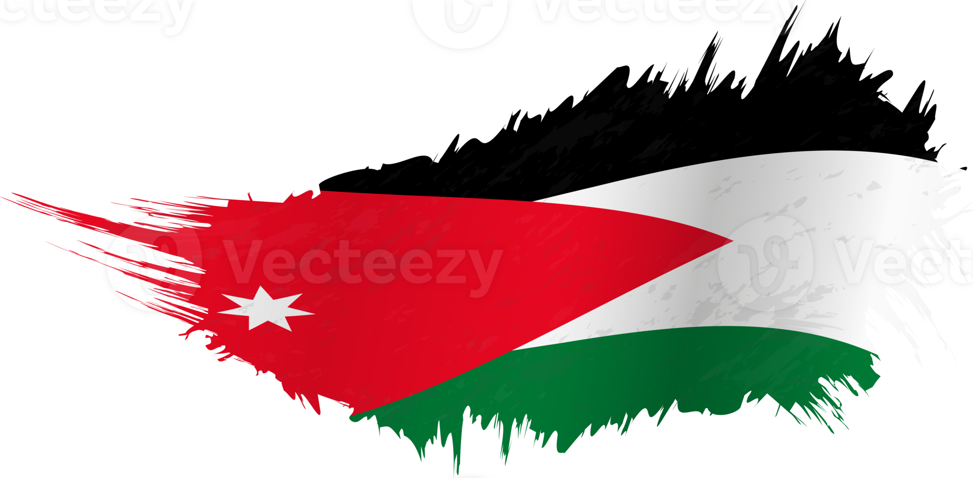 Flag of Jordan in grunge style with waving effect. png