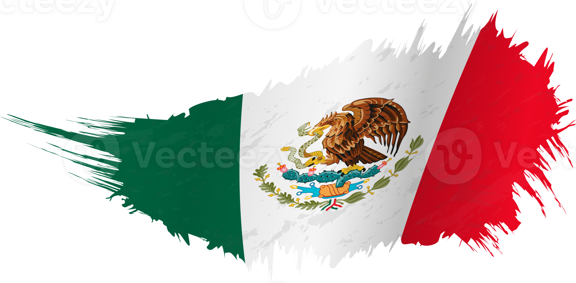 Flag of Mexico in grunge style with waving effect. png