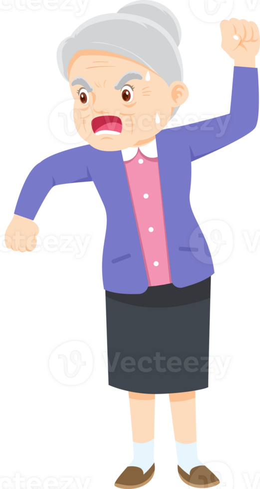 Grandma character with emotion png