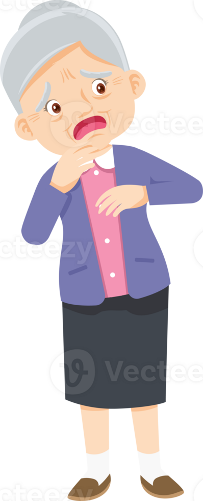 Grandma character with emotion png