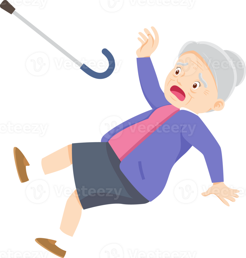 Grandmother and walking stick character png