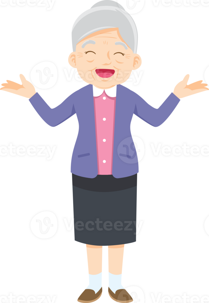 Grandma character with emotion png