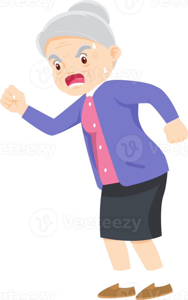 Grandma character with emotion png
