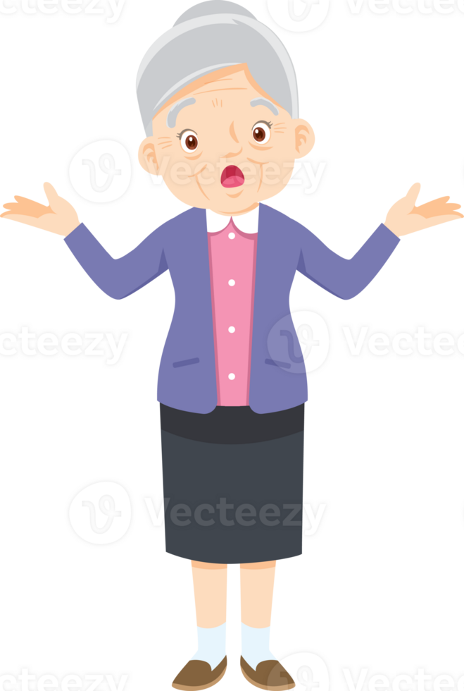 Grandma character with emotion png