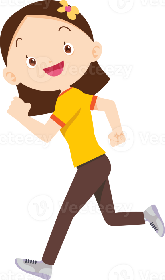 cute girl exercise actions to move the body healthy png