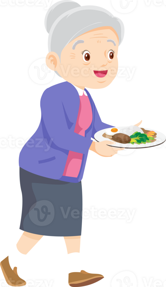 Grandma character with emotion png