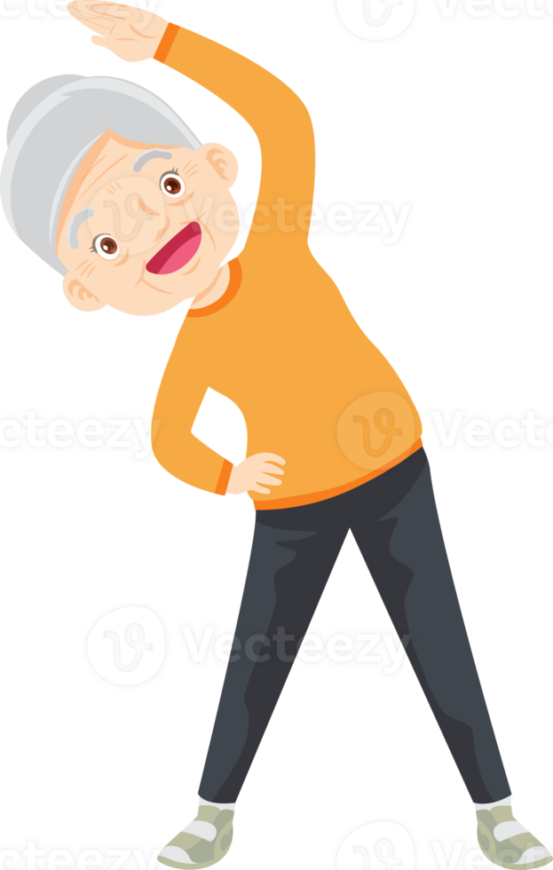 grand mother, old woman exercise png