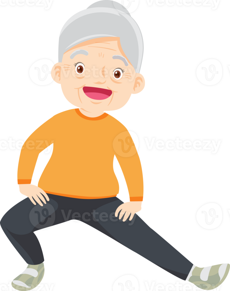 grand mother, old woman exercise png