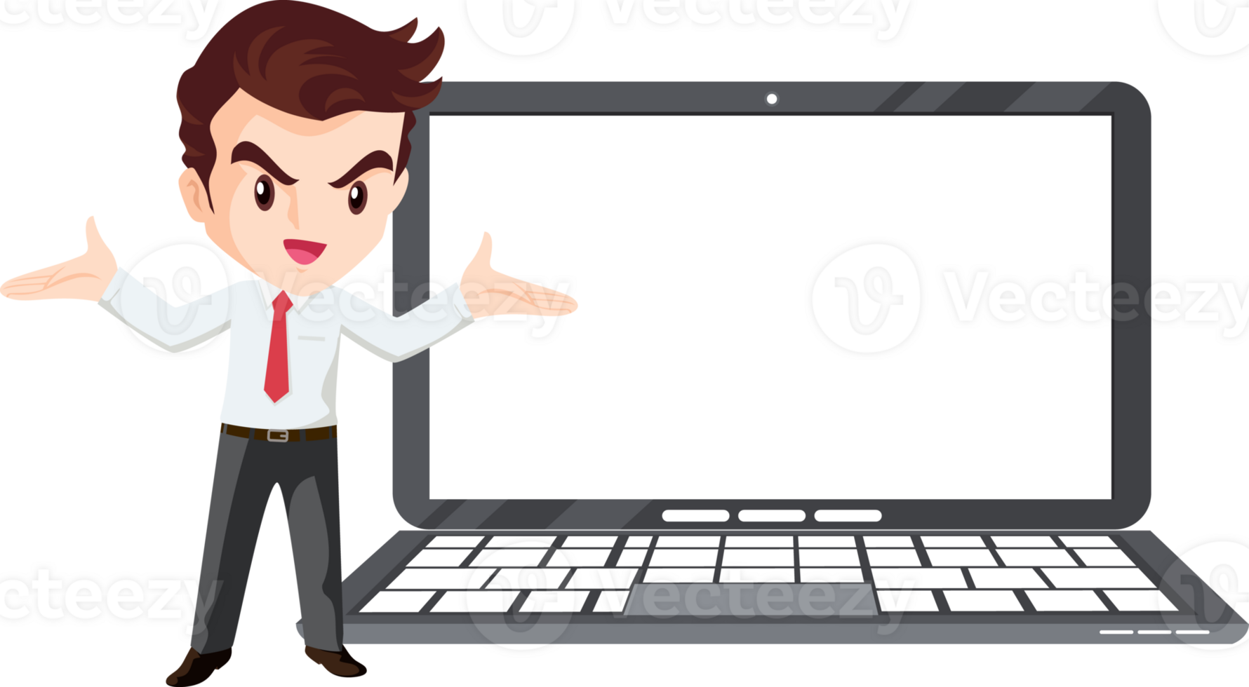 business man present with technology png