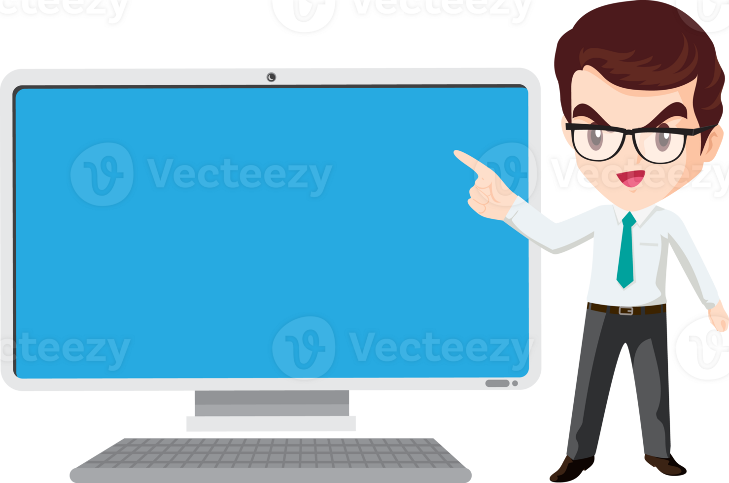 business man present with technology png