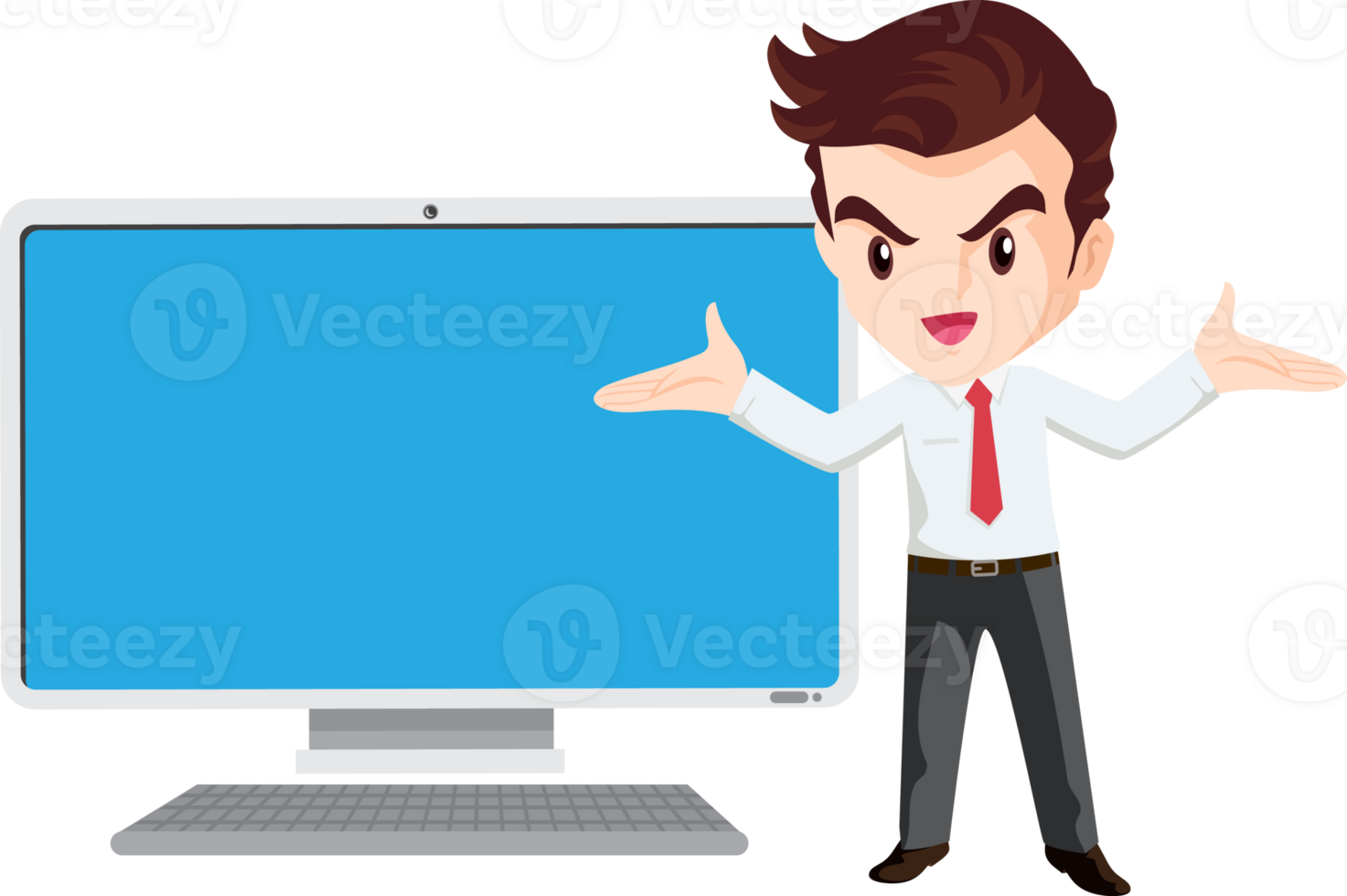business man present with technology png