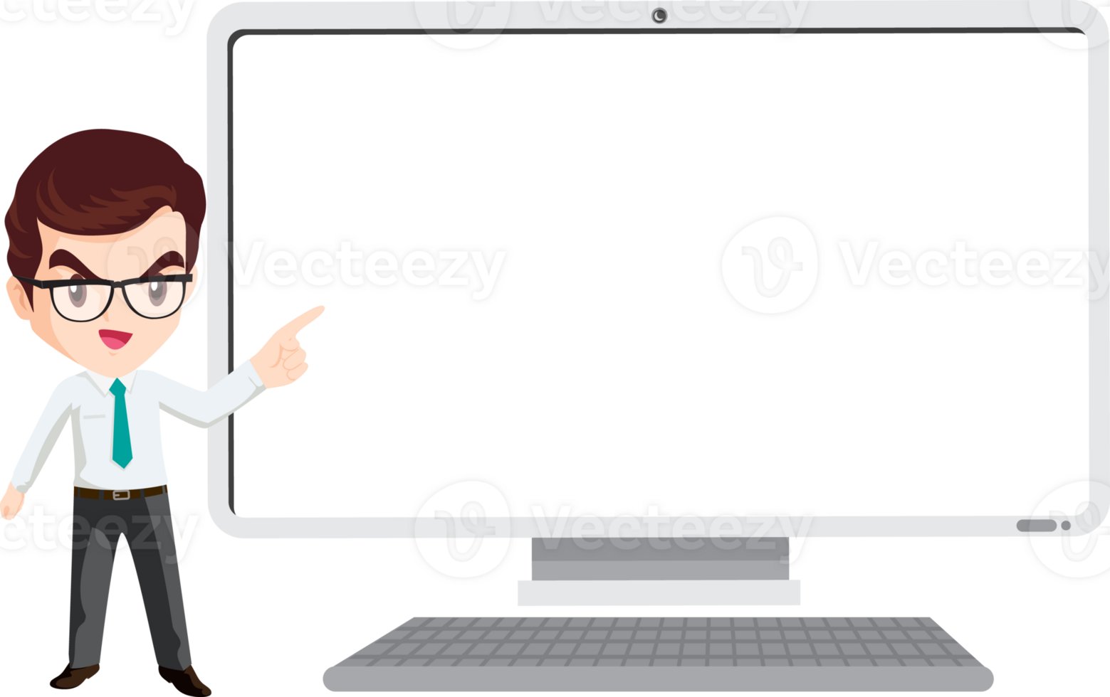 business man present with technology png