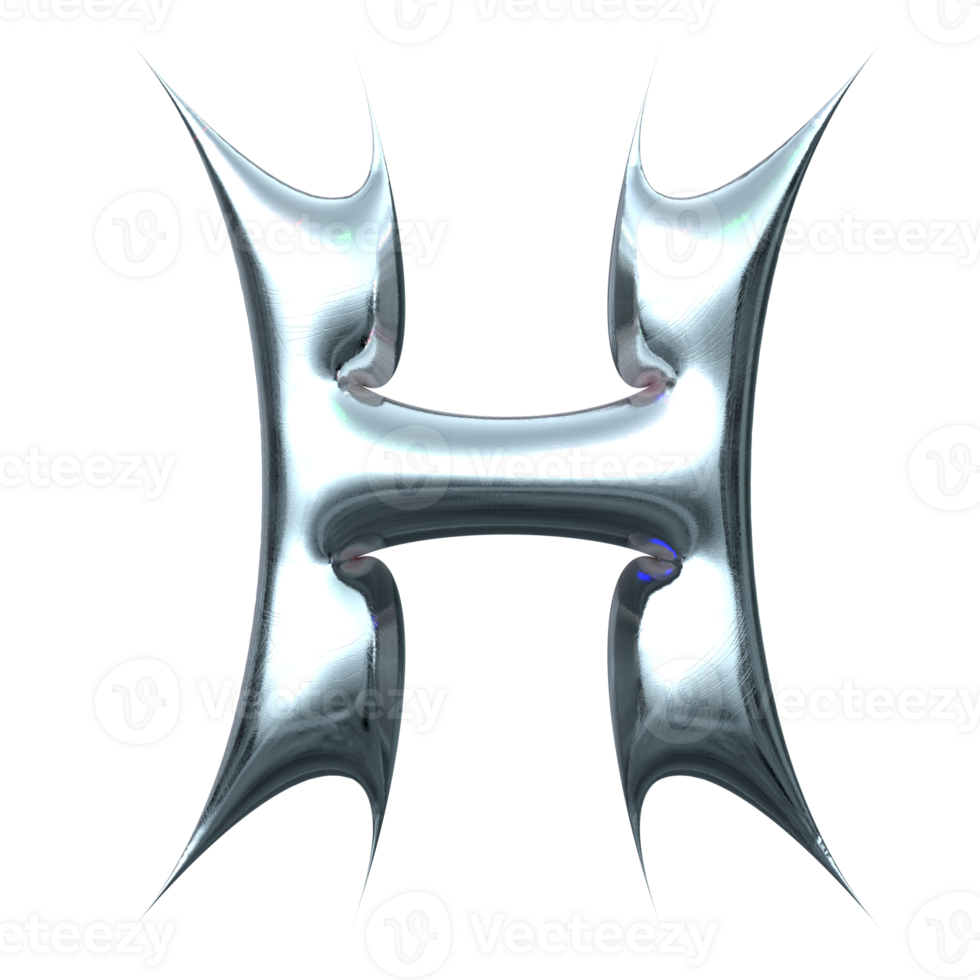 3d chrome letter h png