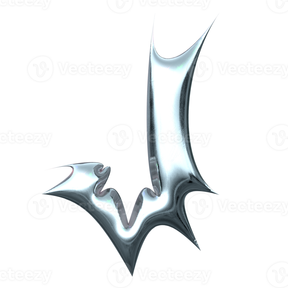 3d chrome letter j png