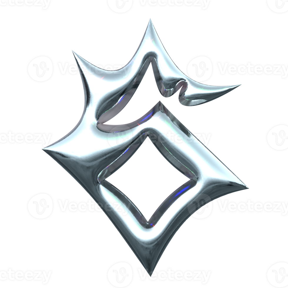 3d chrome number 6 png