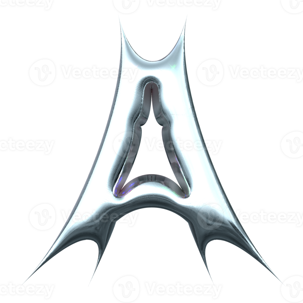 3d chrome letter a png