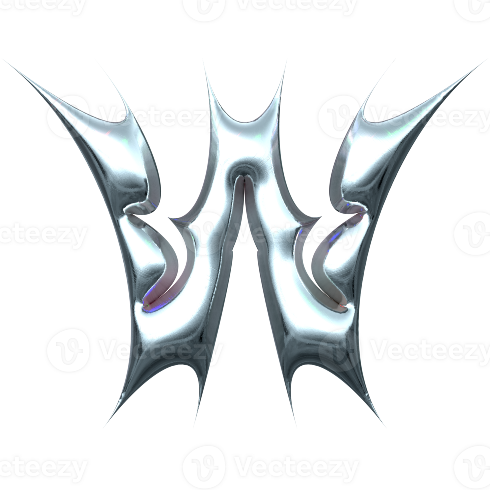3d chrome letter w png