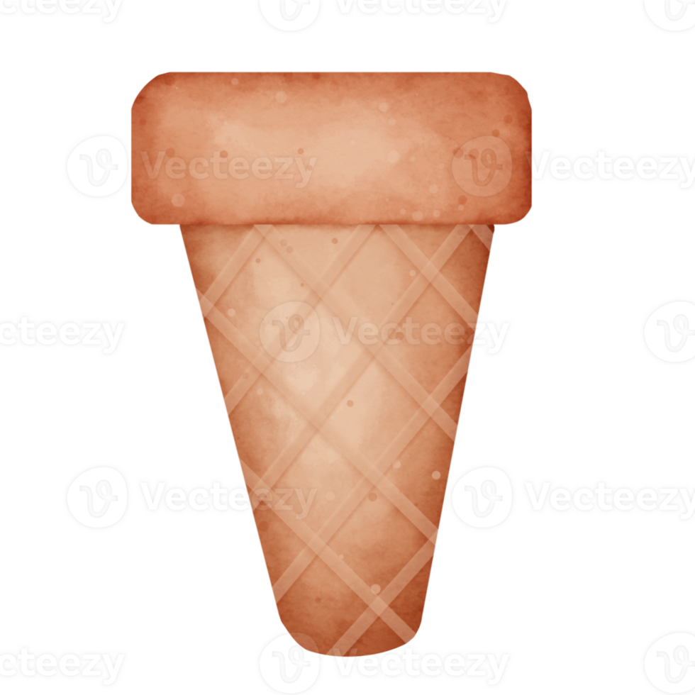 Cartoon watercolor ice cream cone png