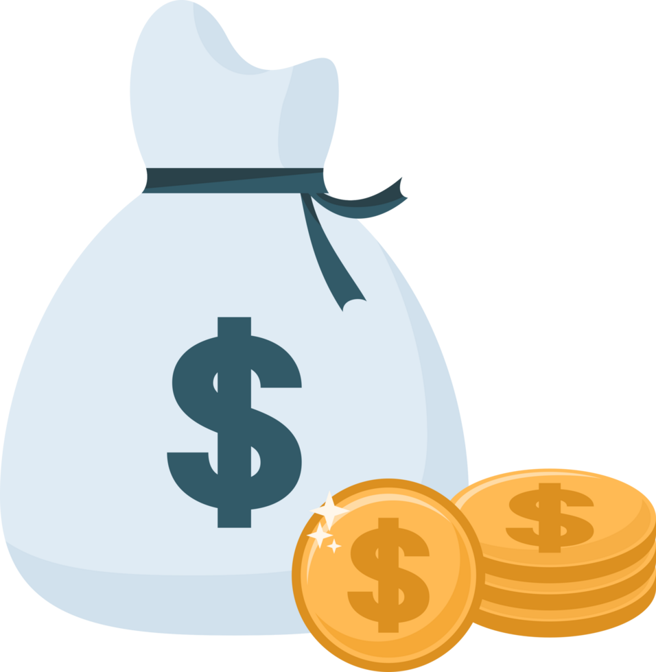 Financial growth investment illustration with coin png