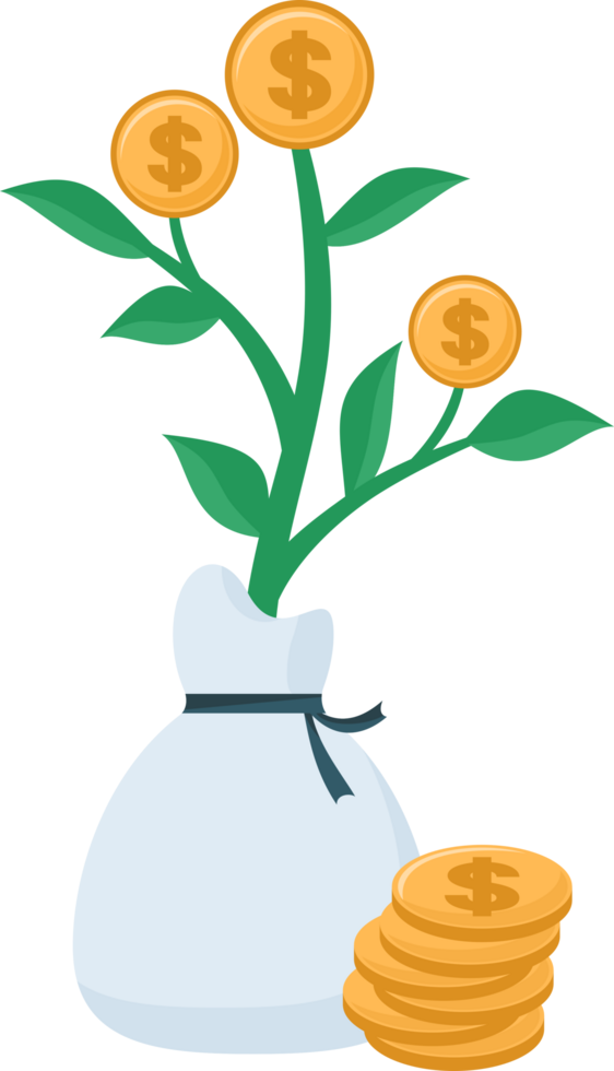 Financial growth investment illustration with coin png