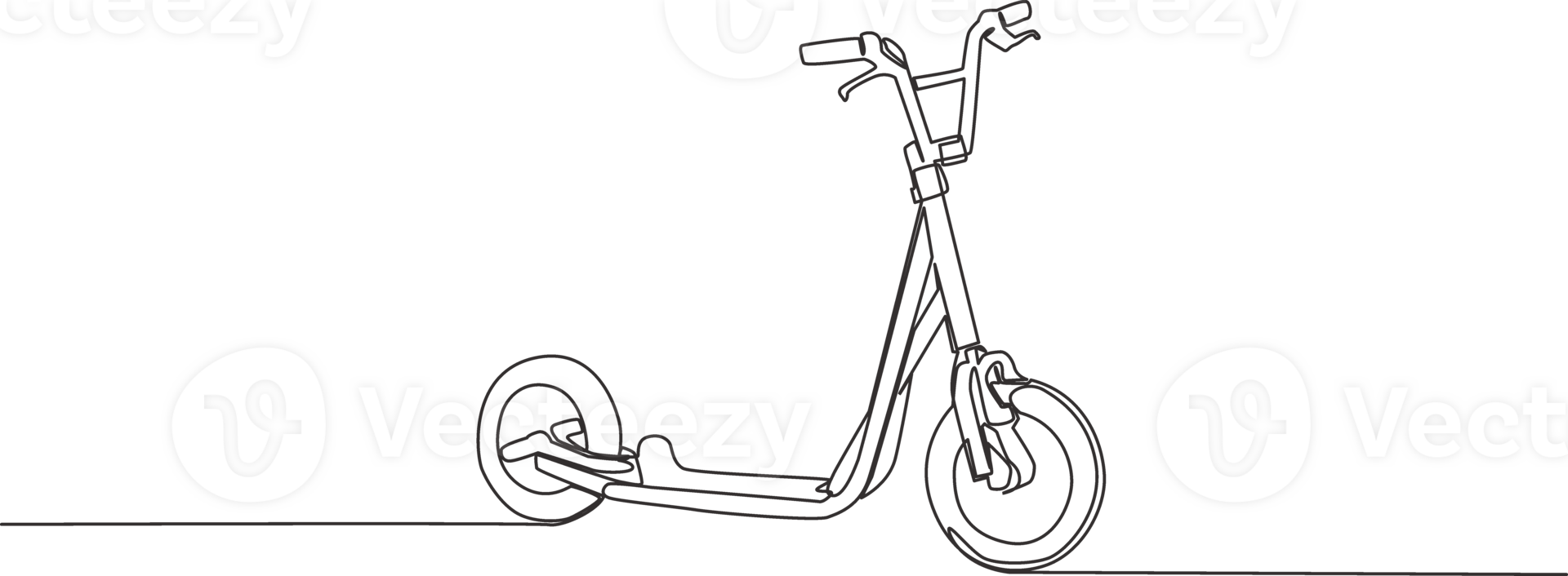 One single line drawing of kick scooter logo. Modern urban vehicle concept. Continuous line draw design illustration png