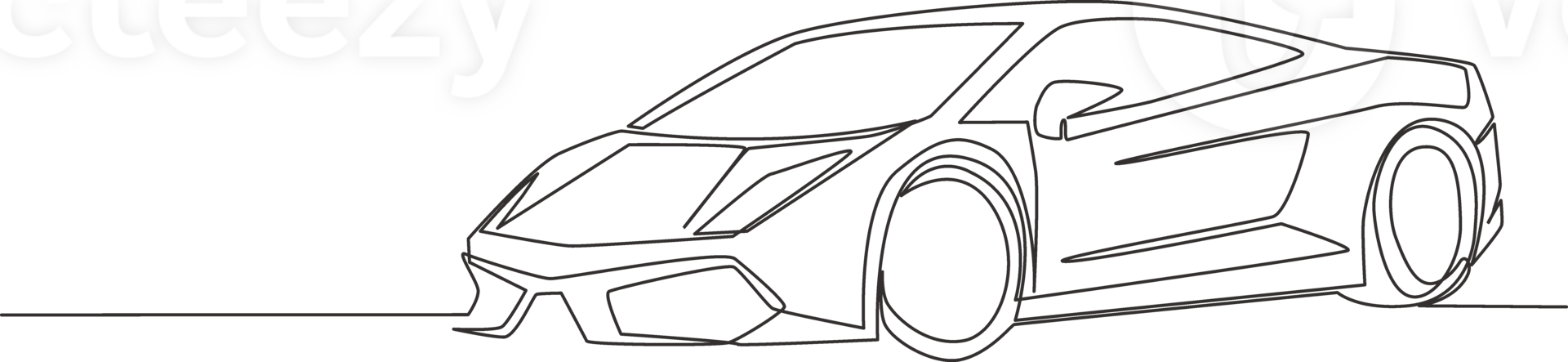 continuo linea disegno di da corsa e alla deriva elegante berlina sport macchina. lusso super auto mezzi di trasporto concetto. uno singolo continuo linea disegnare design png