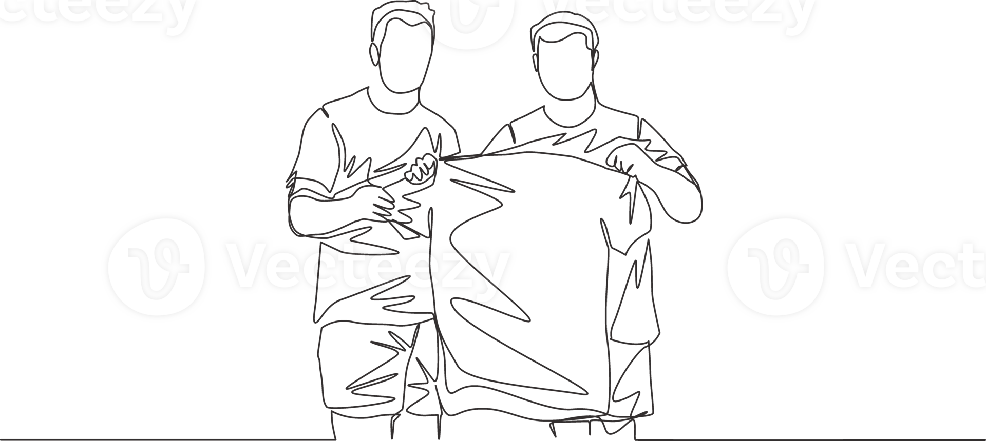 Single continuous line drawing of club manager introduce newly recruited football player at press conference from the transfer window to the fans. One line draw design illustration png