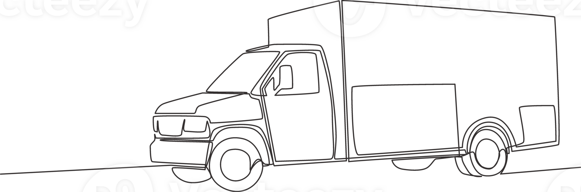 Continuous line drawing of modern trailer truck. Cargo delivery service vehicle transportation concept. One single continuous line draw design png