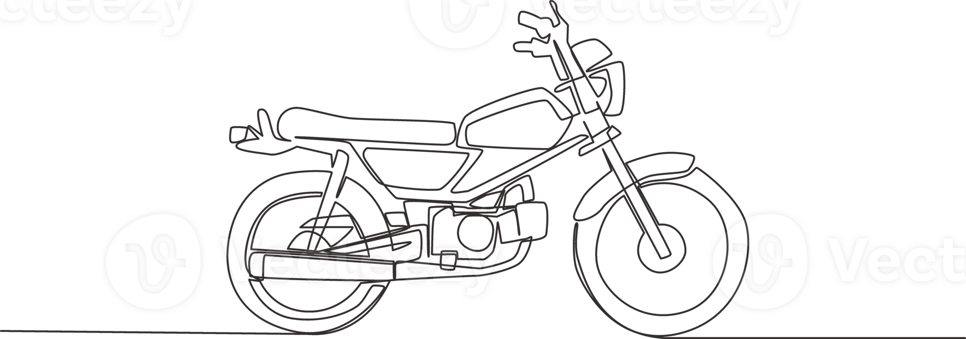 einer kontinuierlich Linie Zeichnung von alt Rennen Motorrad Logo. klassisch Jahrgang Motorrad Konzept. Single Linie zeichnen Design Illustration png