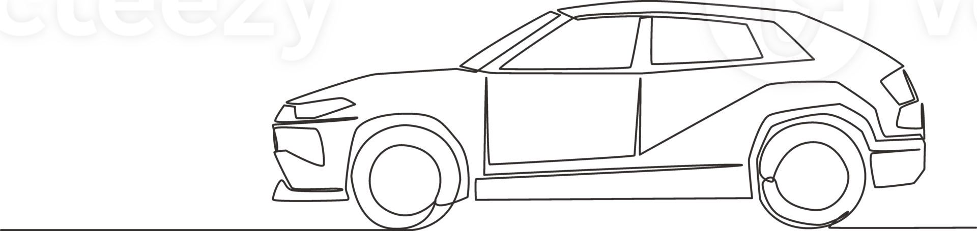 Continuous line drawing of tough suv car. Urban city vehicle transportation concept. One single continuous line draw design png