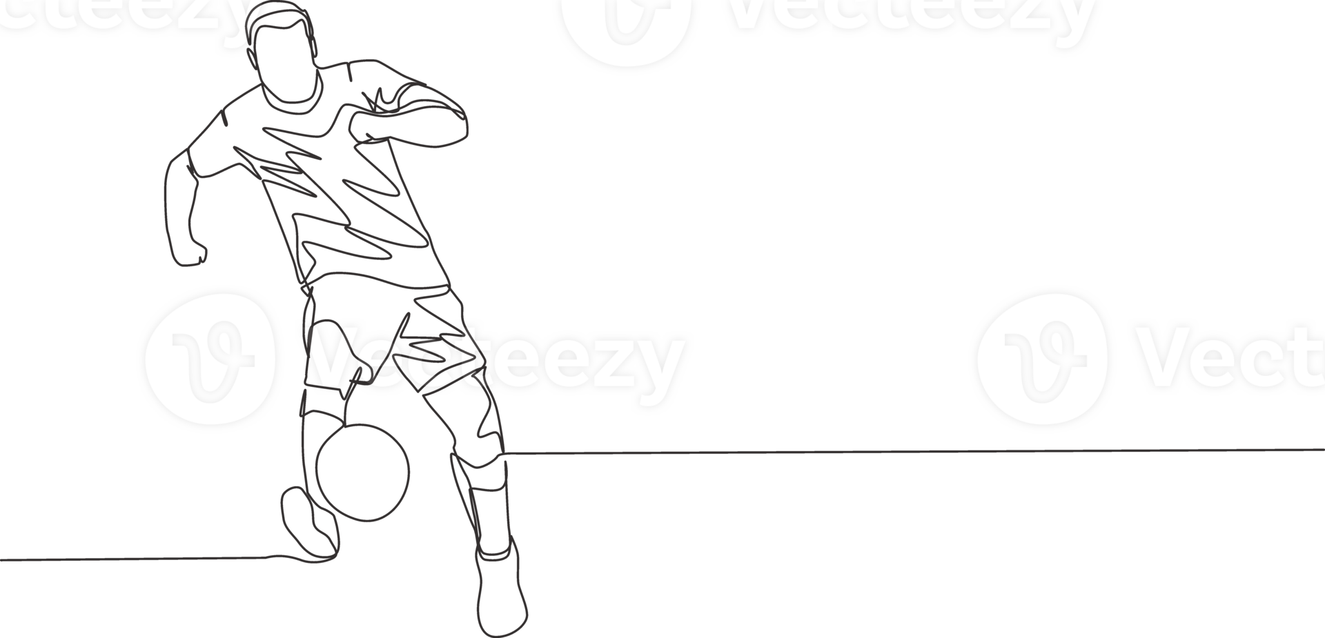 Single continuous line drawing of young energetic football player passing the ball to the teammate. Soccer match sports concept. One line draw design illustration png