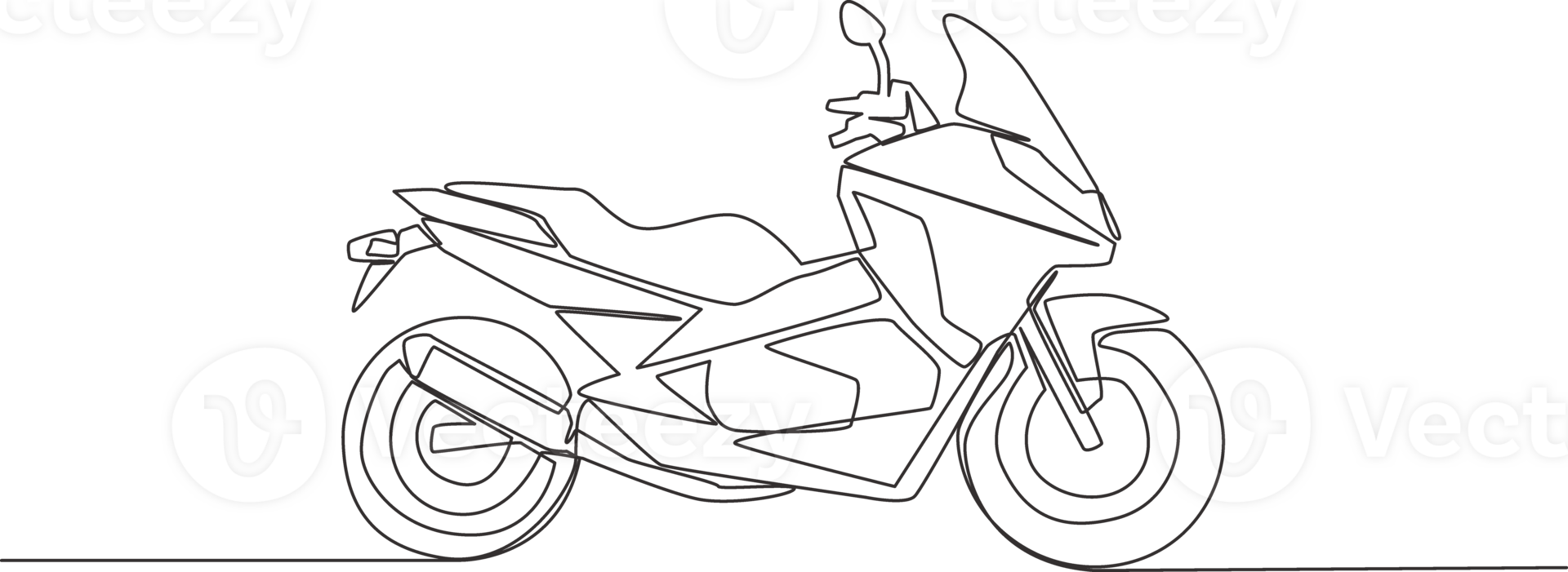 One continuous line drawing of trendy elegant Asian underbone motorbike logo. City motorcycle concept. Single line draw design illustration png