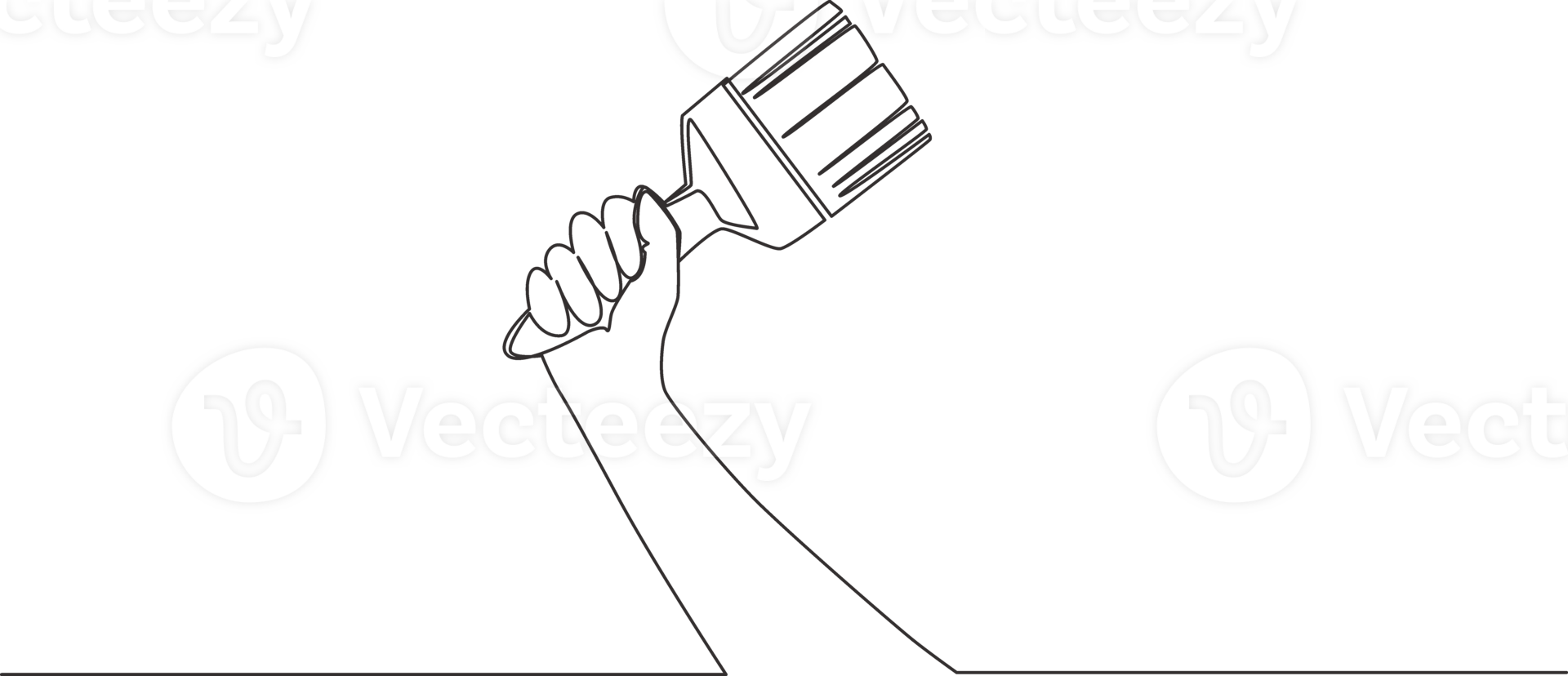 Single continuous line drawing of man holding paint brush. Handyman tools concept. One line draw design illustration png