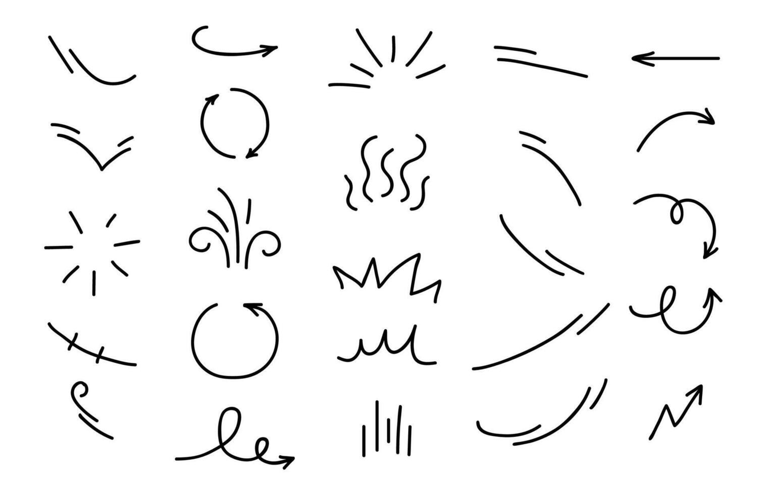 Movement motion lines, arrow curves cartoon effect vector