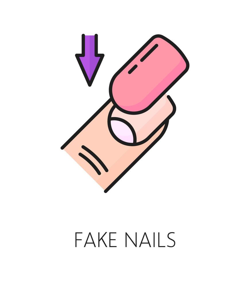 Manicure service fake nails color line icon vector