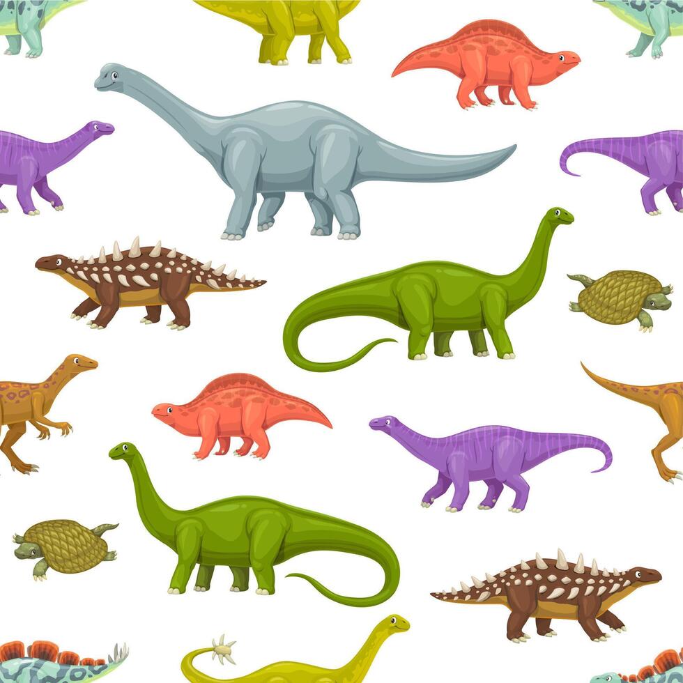 Cartoon dinosaur characters seamless pattern vector