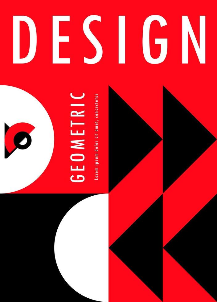 Modern abstract poster, bauhaus geometric pattern vector