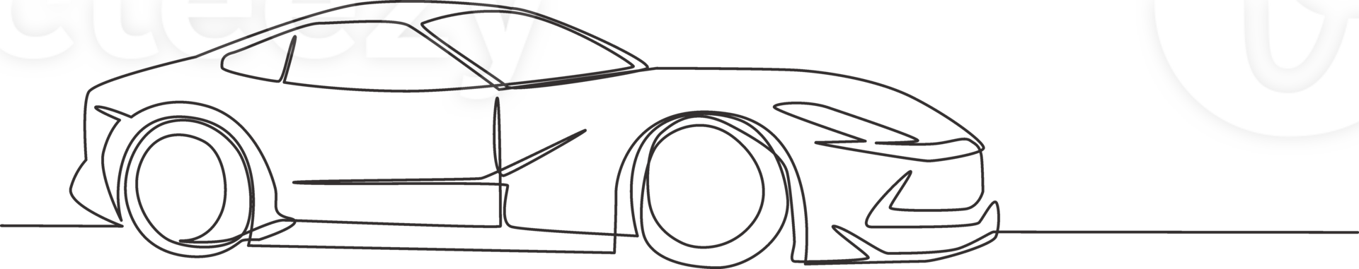 Single line drawing of racing and drifting luxury sedan super car. Sporty car vehicle transportation concept. One continuous line draw design png