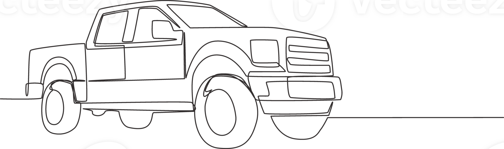 Continuous line drawing of luxury tough pickup car. Cargo carrier vehicle transportation concept. One single continuous line draw design png