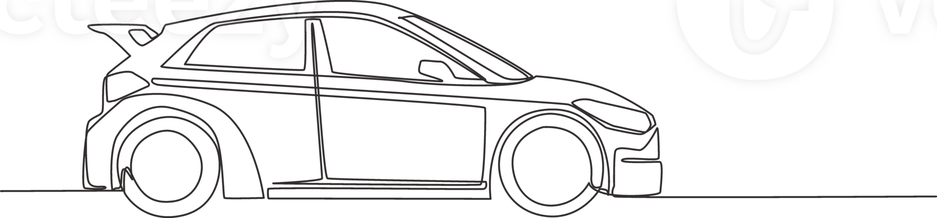 One line drawing of small modern hatchback car. Urban city vehicle transportation concept. Single continuous line draw design png