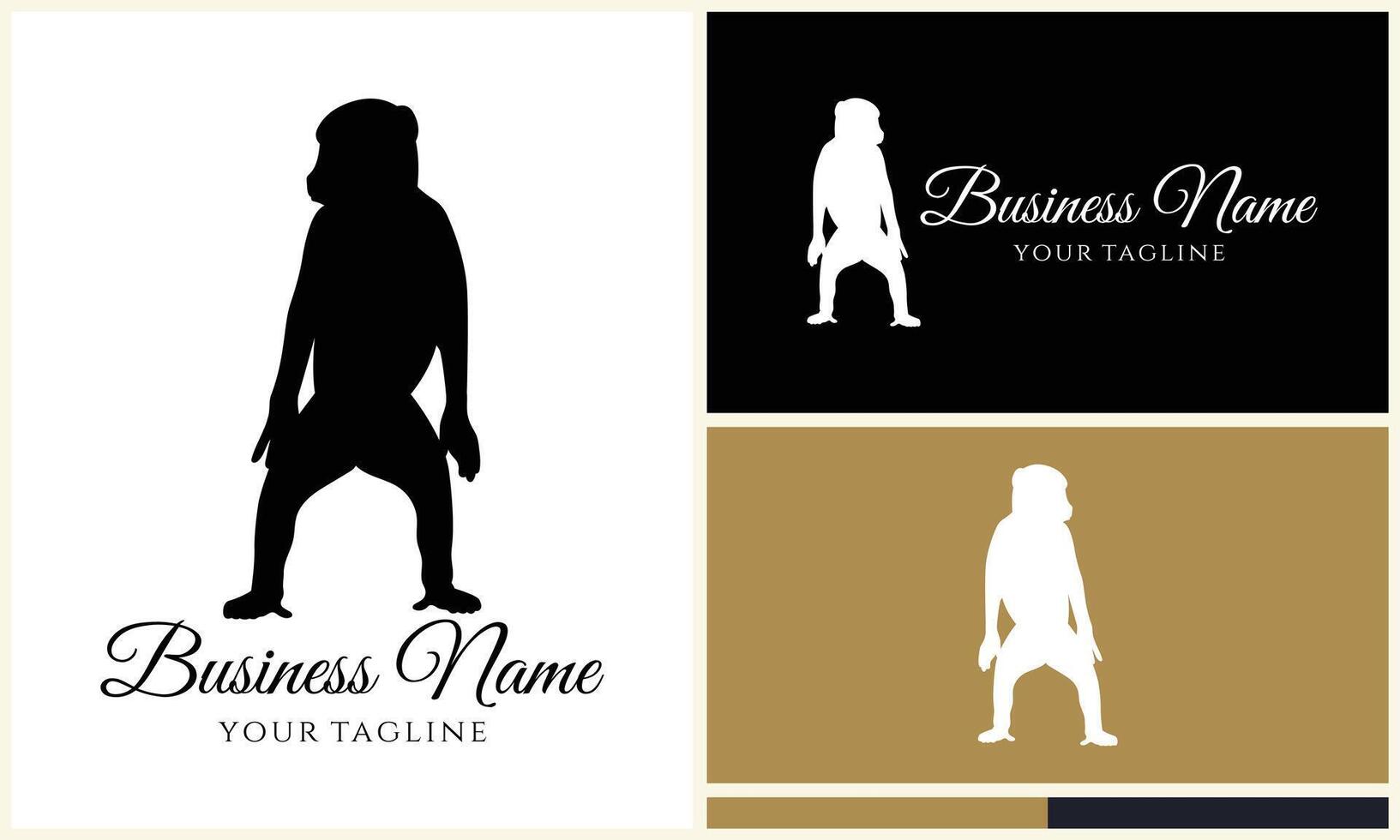 silhouette monkey vector logo template