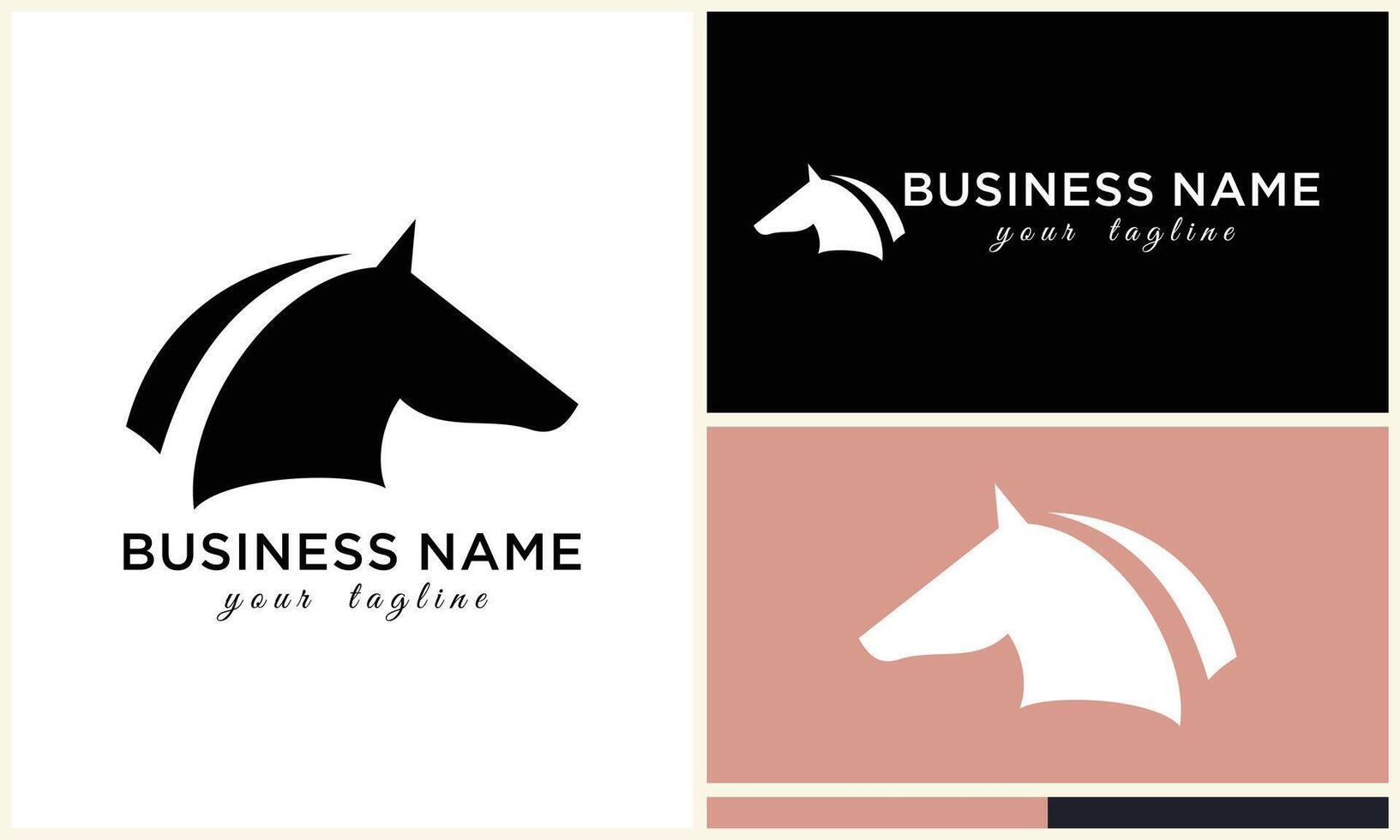 line horse head logo design vector