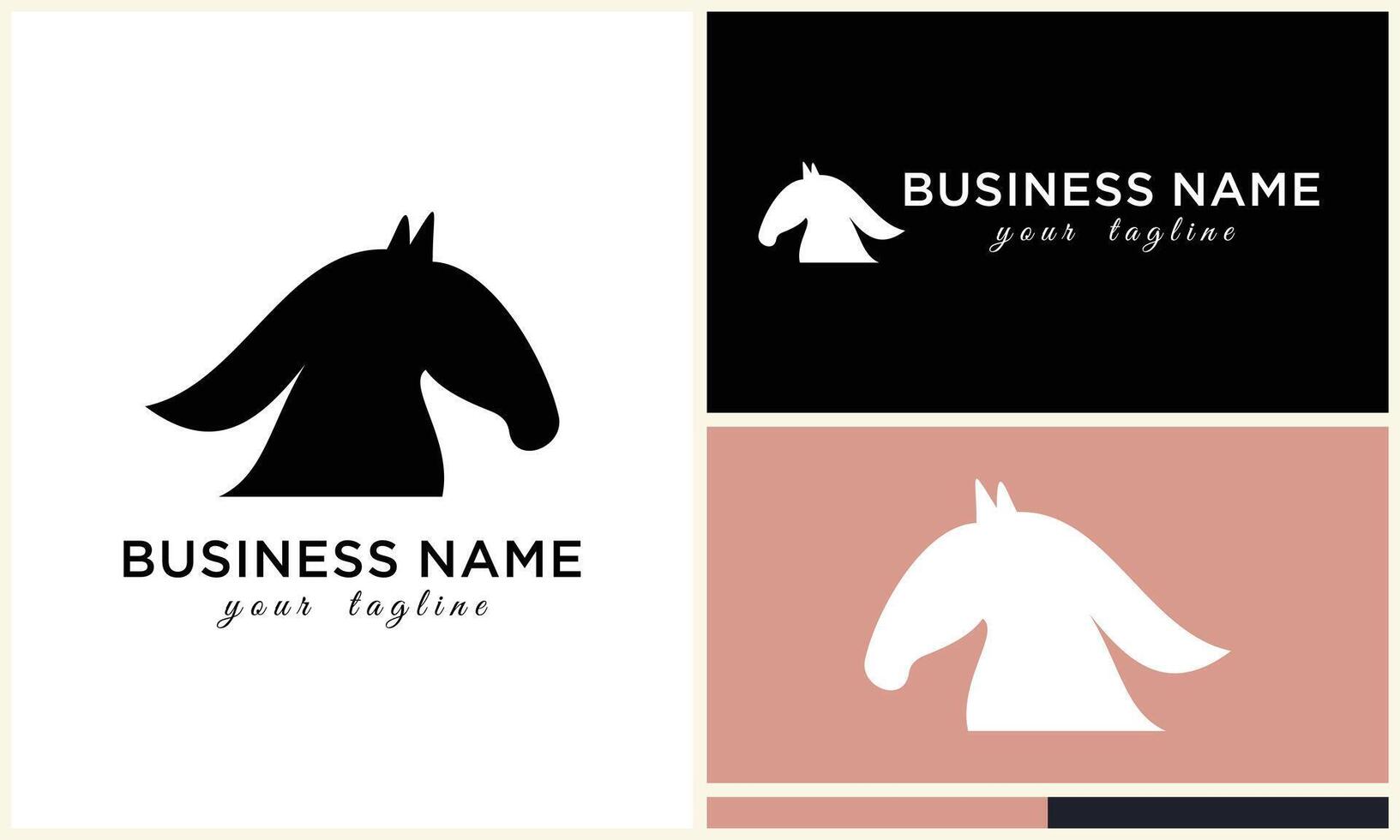 line horse head logo design vector