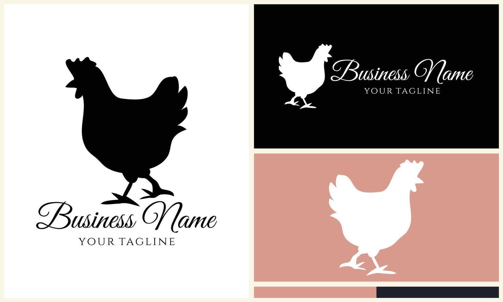 chicken hen rooster logo template vector