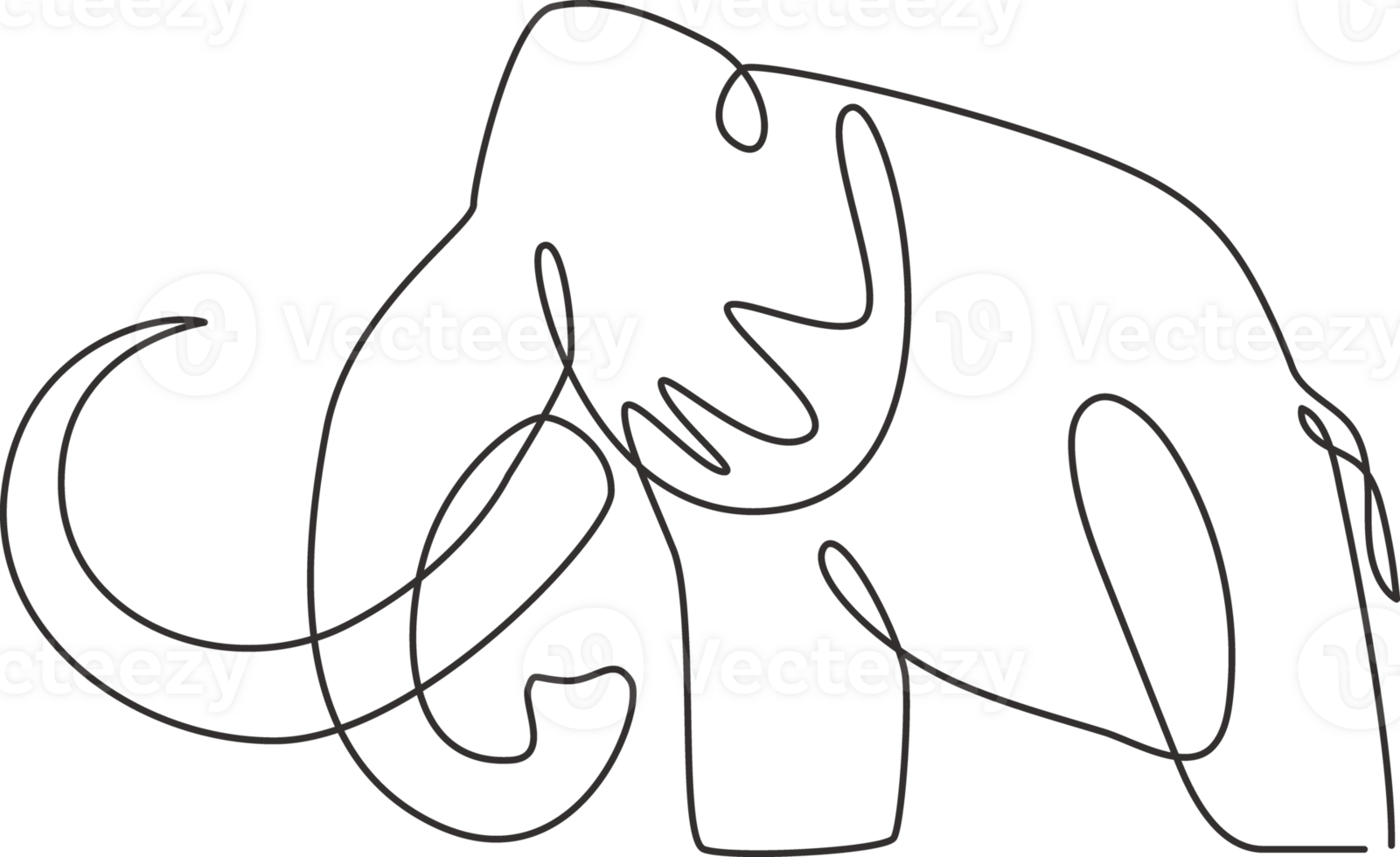 One continuous line drawing of big mammoth company logo identity. Prehistoric animal from ice age icon concept. Modern single line draw graphic design illustration png