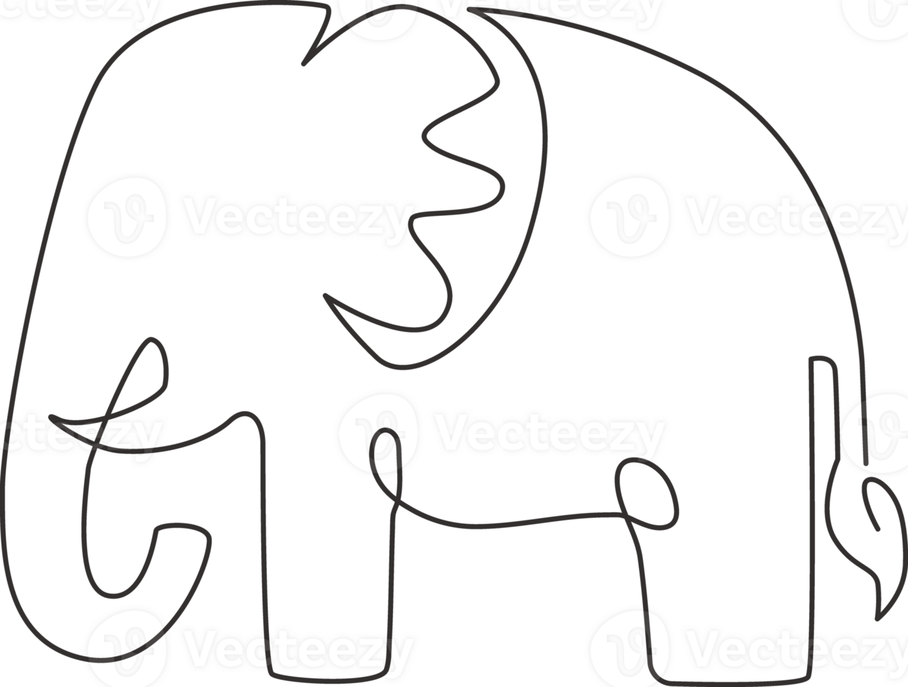One single line drawing of big cute elephant corporate logo identity. Mammals zoo animal icon concept. Trendy continuous line draw graphic design illustration png