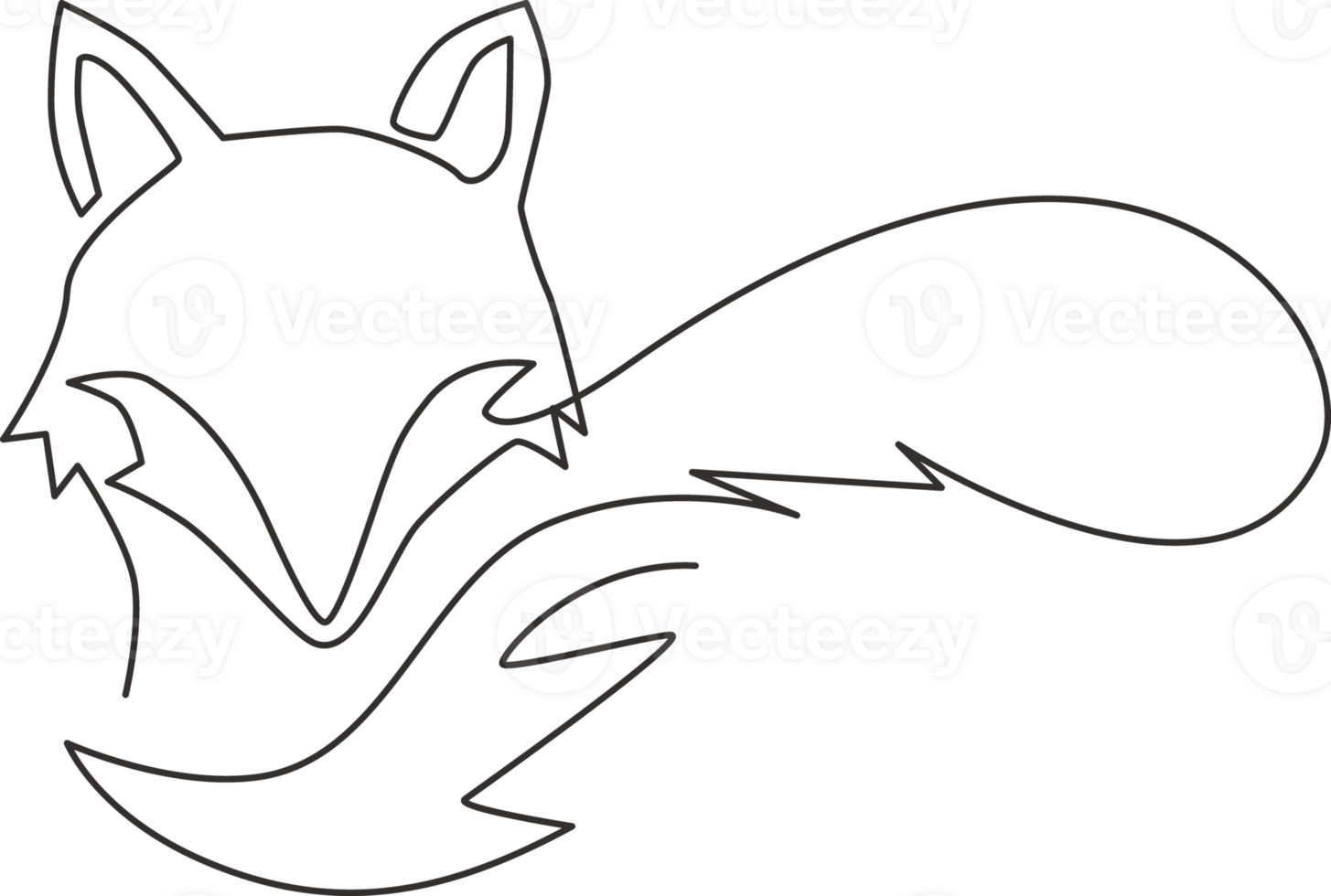 Single continuous line drawing of cute fox corporate logo identity. Mammals zoo animal icon concept. Modern one line graphic draw design illustration png