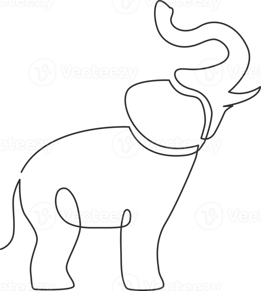 One continuous line drawing of big cute elephant company logo identity. African zoo animal icon concept. Modern single line graphic draw design illustration png